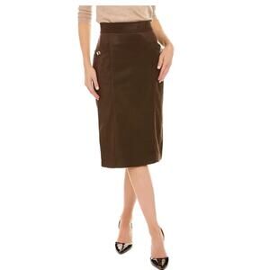 J McLaughlin Rowena Skirt Mocha Chocolate Brown Faux Suede 4